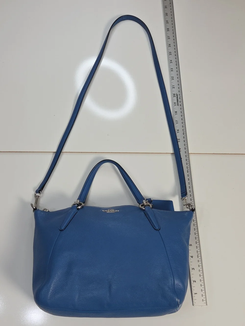 Coach Small Kelsey Cobalt Blue Pebbled Leather Shoulder Bag